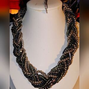 Priemier Designs Rhodium Elegant Multicolor Braided Necklace NWOT 15"+4"